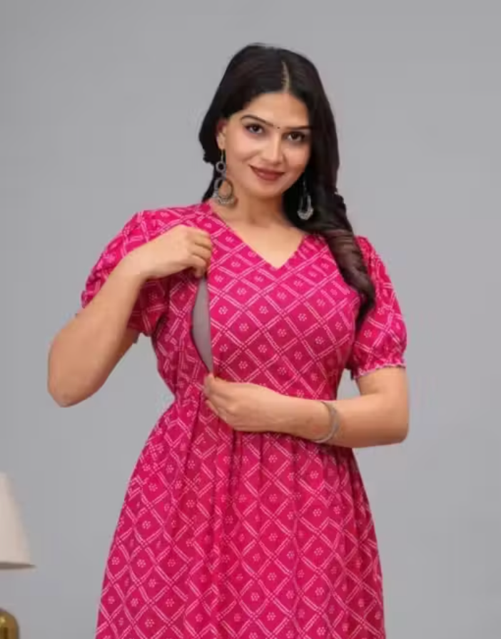 MamaVibez Cotton Maternity & Feeding Kurti