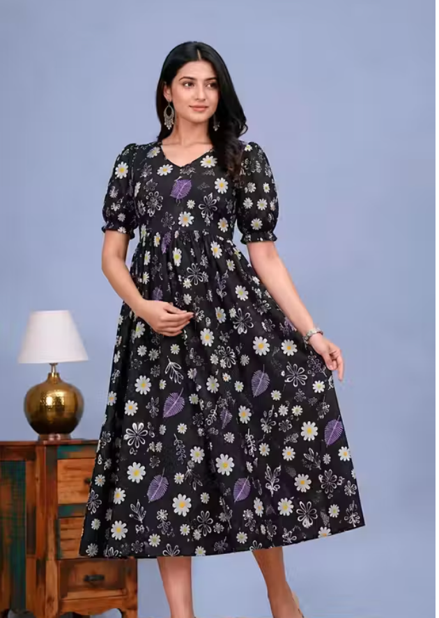 MamaVibez Premium Floral Maternity & Feeding Kurti