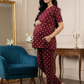 MamaVibez Heart Print Maternity & Feeding Co-Ord Set