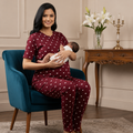 MamaVibez Heart Print Maternity & Feeding Co-Ord Set