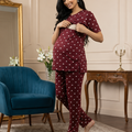 MamaVibez Heart Print Maternity & Feeding Co-Ord Set