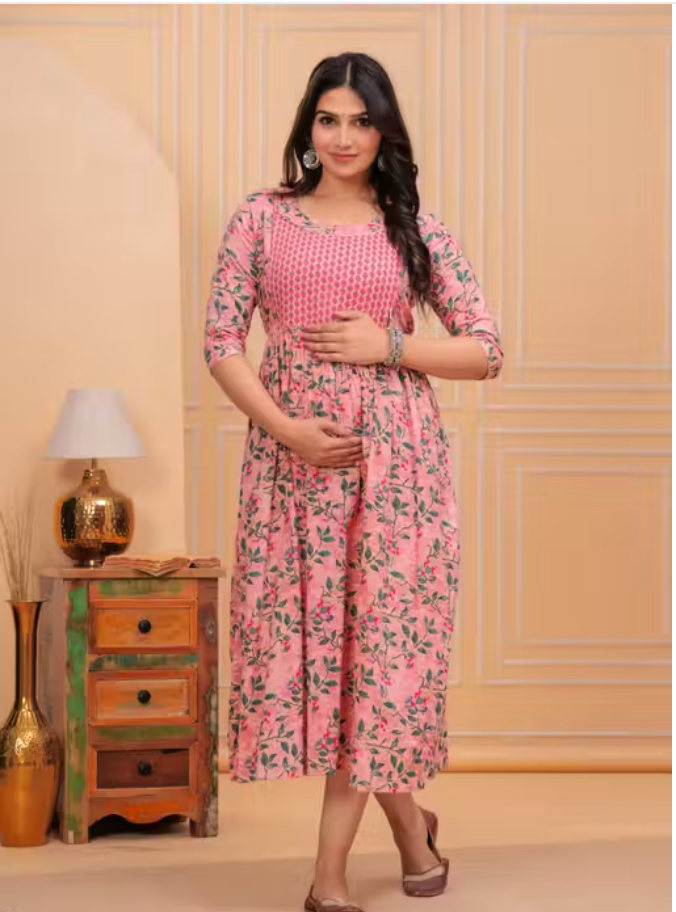 MamaVibez Floral Maternity & Feeding Night Suit