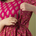 MamaVibez Floral Cotton Maternity & Feeding Gown