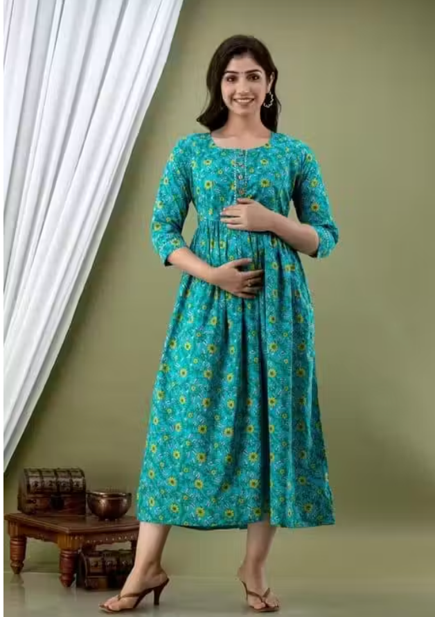 MamaVibez Premium Floral Maternity & Feeding Gown