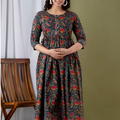 MamaVibez Pure Cotton Printed Maternity & Feeding Gown