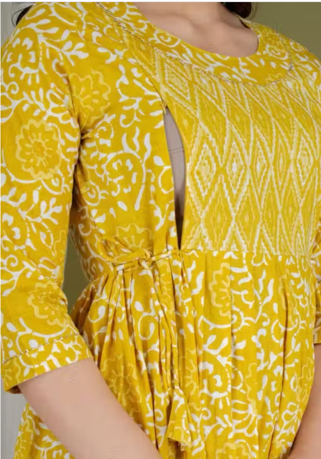 MamaVibez Cotton Maternity & Feeding Gown