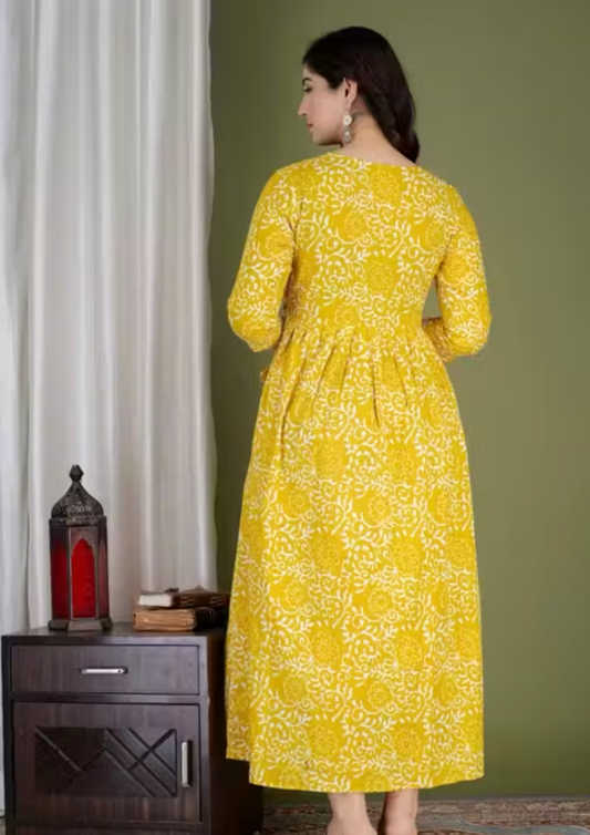 MamaVibez Cotton Maternity & Feeding Gown