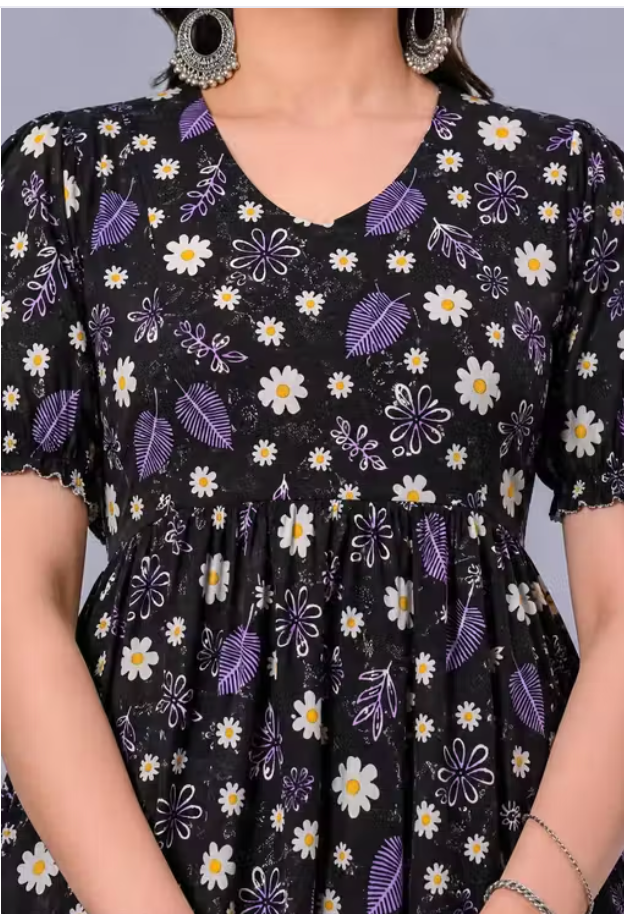 MamaVibez Premium Floral Maternity & Feeding Kurti