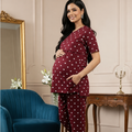 MamaVibez Heart Print Maternity & Feeding Co-Ord Set